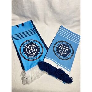 New York City FC *Lot of 2* NYCFC Soccer Scarves Blue Navy White Reversible